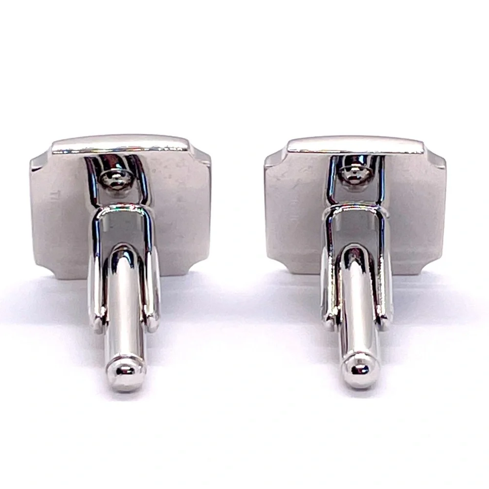 Thompson of London by Robert Tateossian rhodium plated blue enamel cufflinks